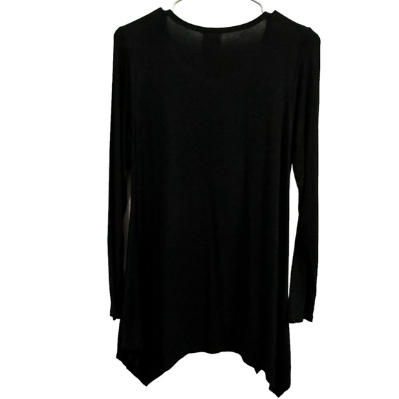 Vocal Black Sharkbite Hem Long Sleeve Tee Tunic Top with Bling Womens Small - Picture 6 of 10